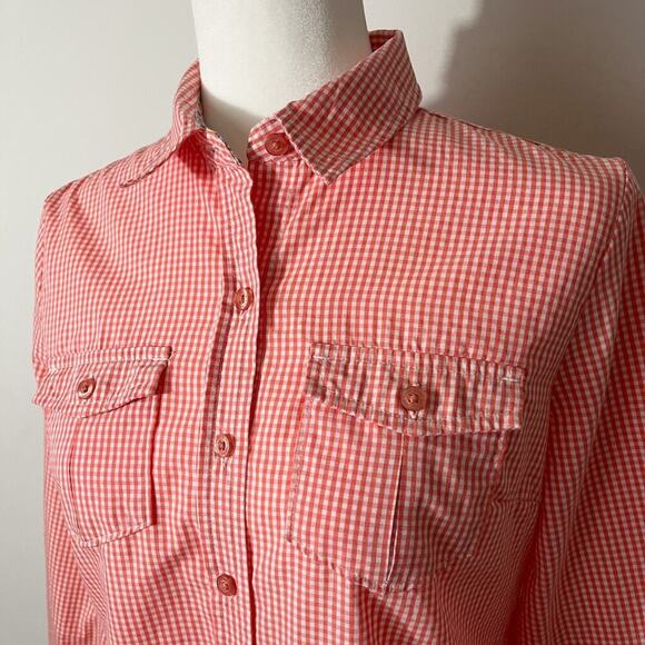 Laura Scott Women's Button Up Shirt S Pink Gingham Check Roll Tab Long Sleeve - Picture 4 of 7